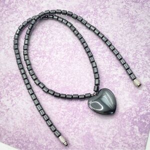Natural Hematite Heart Stone Necklace